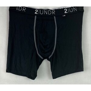 2UNDR Mens Boxer Briefs Size Small Swing Shift 6" Long Leg Joey Pouch Black A71